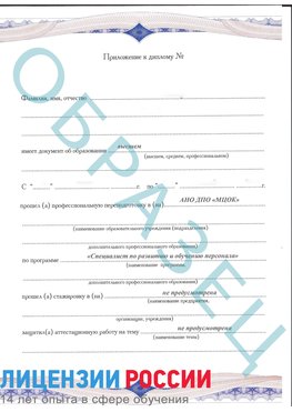 Образец приложение к диплому (страница 1) Северодвинск Профессиональная переподготовка сотрудников 